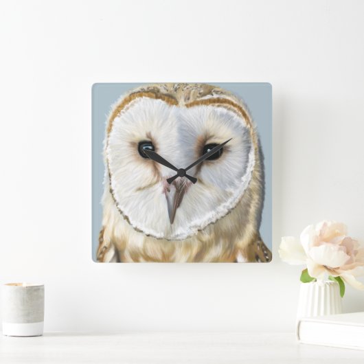 Beautiful Barn Owl スクエア壁時計 (ホーム)