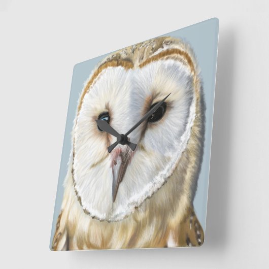 Beautiful Barn Owl スクエア壁時計 (傾斜)