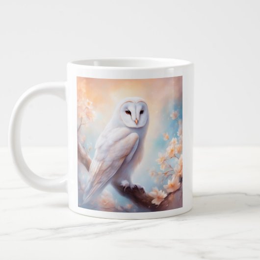 Beautiful Barn Owl Flowers  ジャンボコーヒーマグカップ (左)