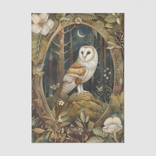Beautiful Barn Owl Framed by the Forest 薄葉紙 (正面)