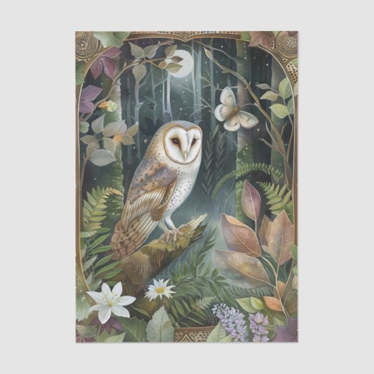 Beautiful Barn Owl in the Moonlight Illustration 薄葉紙 (正面)