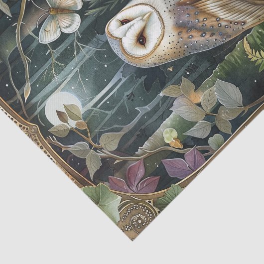 Beautiful Barn Owl in the Moonlight Illustration 薄葉紙 (詳細)