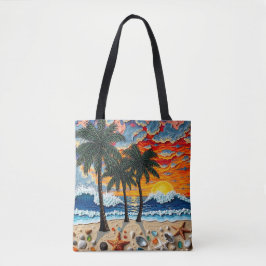 Beautiful Beach Scene with Palm Trees   トートバッグ