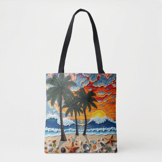 Beautiful Beach Scene with Palm Trees   トートバッグ (正面)