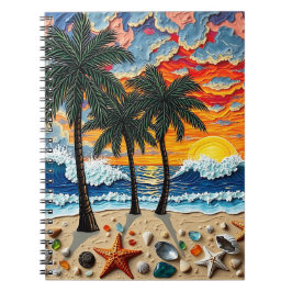 Beautiful Beach Scene with Palm Trees ノートブック