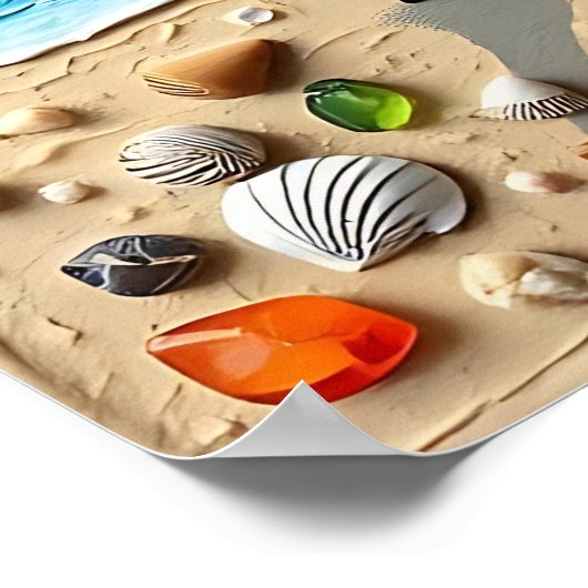 Beautiful Beach Scene with Palm Trees ポスター (角)