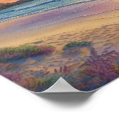 Beautiful Beach Waves and Shore Art ポスター (角)