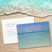 Beautiful Beach Wedding Summer Coastal RSVP ポストカード