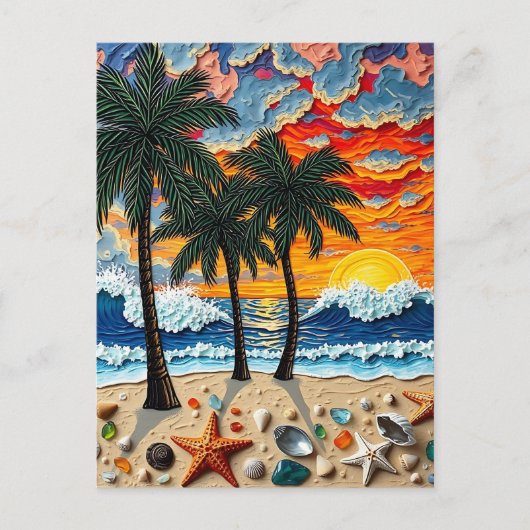 Beautiful Beachy Happy | Saying Hi ポストカード (正面)