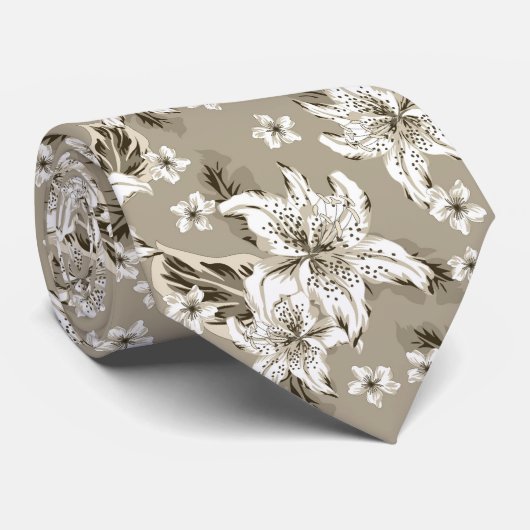 Beautiful beige flower pattern ネクタイ (ロール)