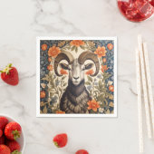 Beautiful Big Horn Sheep William Morris Inspired スタンダードカクテルナプキン (インサイチュ)