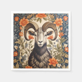 Beautiful Big Horn Sheep William Morris Inspired スタンダードカクテルナプキン