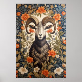 Beautiful Big Horn Sheep William Morris Inspired ポスター (正面)