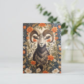 Beautiful Big Horn Sheep William Morris Inspired ポストカード (スタンド正面)