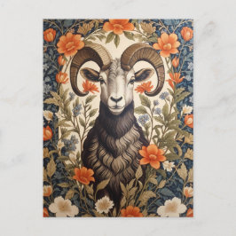 Beautiful Big Horn Sheep William Morris Inspired ポストカード