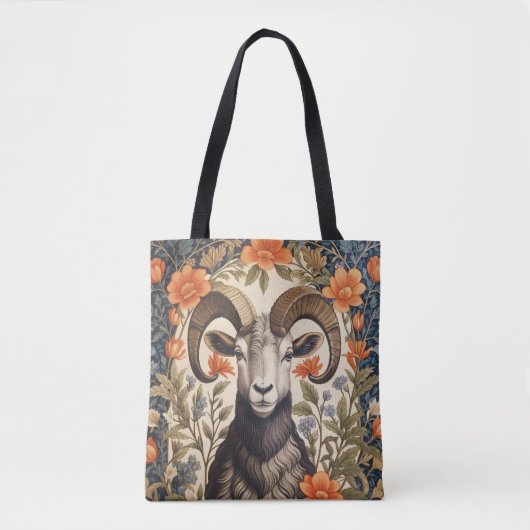 Beautiful Bighorn Sheep William Morris Inspired トートバッグ (正面)