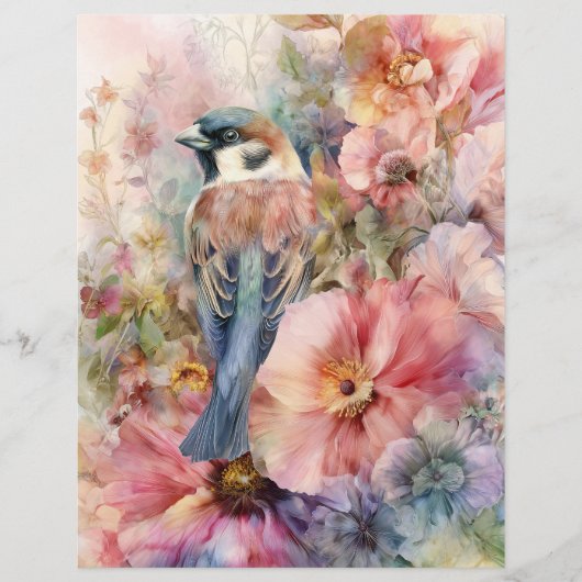 BEAUTIFUL BIRD IN GARDEN SCRAPBOOK PAPER (正面)