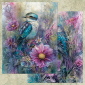 BEAUTIFUL BIRD IN GARDEN SCRAPBOOK PAPER