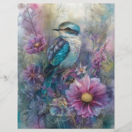 BEAUTIFUL BIRD IN GARDEN SCRAPBOOK PAPER (正面)