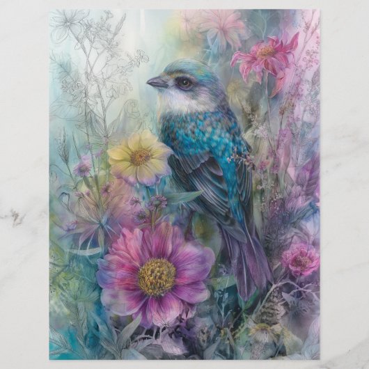 BEAUTIFUL BIRD IN GARDEN SCRAPBOOK PAPER (裏面)