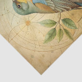 Beautiful Bird on Branch with Geometric Lines 薄葉紙 (詳細)
