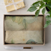 Beautiful Bird on Branch with Geometric Lines 薄葉紙 (ギフト)