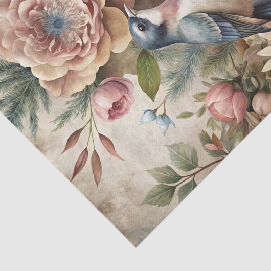 Beautiful Bird with an Assortment of Flowers 薄葉紙 (詳細)