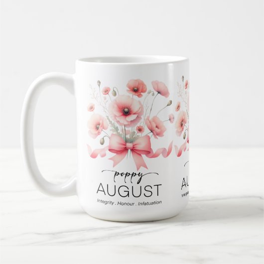 Beautiful Birth Month Flower/August Poppy コーヒーマグカップ (左)