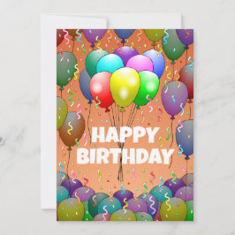 Beautiful Birthday Balloons and Confetti カード
