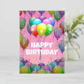 Beautiful Birthday Balloons and Confetti カード (スタンド正面)