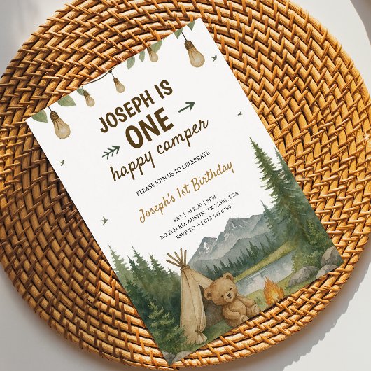 Beautiful birthday Invitation with camping vibe  招待状