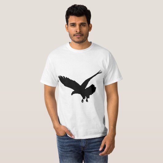 Beautiful Black Flying Eagle Bird Silhouette Tシャツ (正面フル)