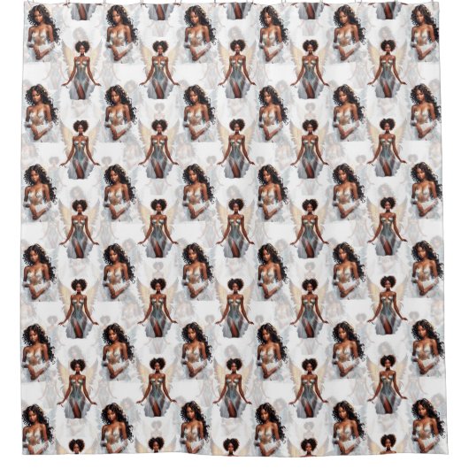 Beautiful Black Girl Angels Pattern Design  シャワーカーテン (正面)
