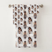 Beautiful Black Girl Angels Pattern Design  バスタオルセット (インサイチュ)