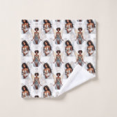 Beautiful Black Girl Angels Pattern Design  バスタオルセット (ウォッシュタオル)
