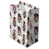 Beautiful Black Girl Angels Pattern Design  ミディアムペーパーバッグ (正面アングル)