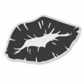 Beautiful Black Lipstick Kiss Isolated Gothic シール (正面)