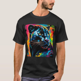 Beautiful Black Panther portrait colorful painting Tシャツ