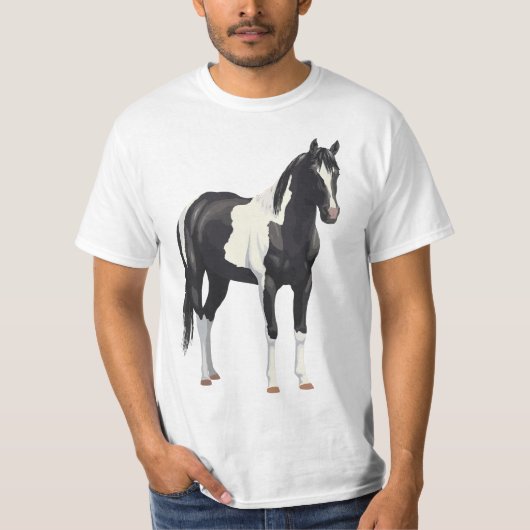 Beautiful Black Pinto Paint Horse  Tシャツ (正面)