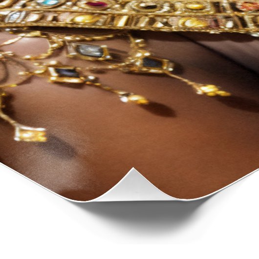 Beautiful Black Queen Wearing Tiara ポスター (コーナー)