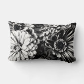 Beautiful Black & white flowers on pillow ランバークッション (裏面)