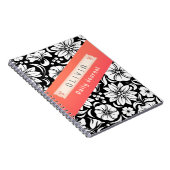 Beautiful Black & White Orange Custom Name Daily ノートブック (右側)