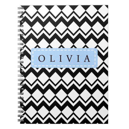 Beautiful Black & White Patterns Custom Name  ノートブック (正面)
