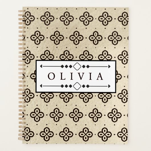 Beautiful Black & White Patterns Custom Name  プランナー手帳 (正面)