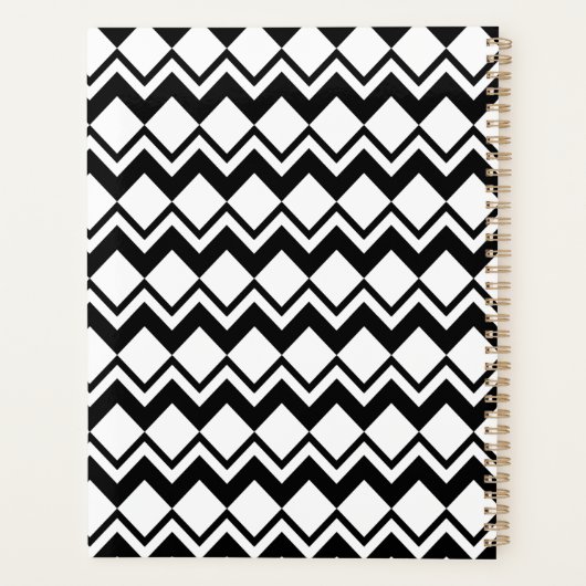 Beautiful Black & White Patterns Custom Name プランナー手帳 (裏面)