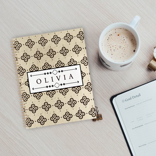 Beautiful Black & White Patterns Custom Name  プランナー手帳