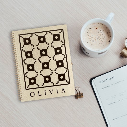 Beautiful Black & White Patterns Custom Name  プランナー手帳