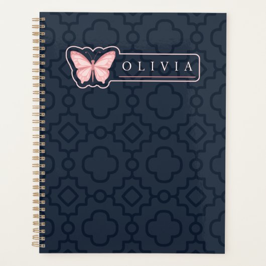 Beautiful Black & White Patterns Custom Name  プランナー手帳 (正面)