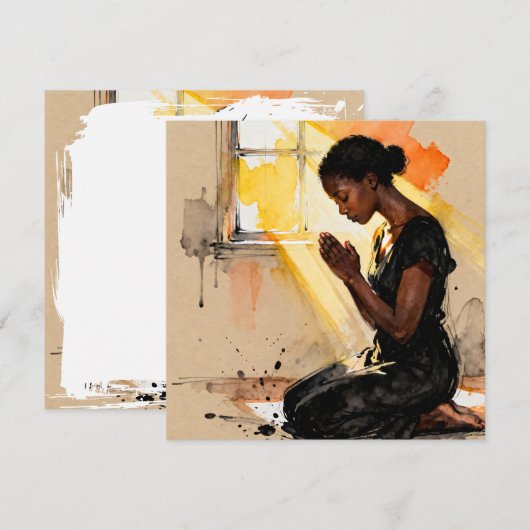 Beautiful Black Woman Praying Abstract Art カード (正面/裏面)