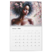 Beautiful Black Women Floral Artwork Calendar カレンダー (1月 2026)